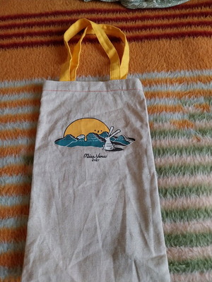 Tote bag Sunny Hills Moon new, beige canvas with long handles