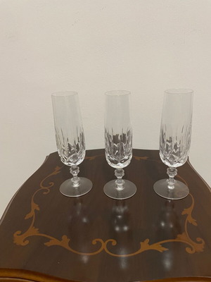 Crystal Champagne Glasses set of 3 new vintage 18x5 cm