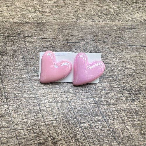 Heart earrings pink new, cute statement accessories