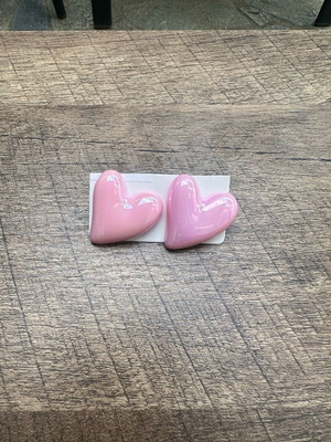 Heart earrings pink new, cute statement accessories