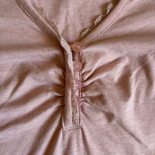 Hunkemöller Lace Trim Henley Top medium, like new, pink