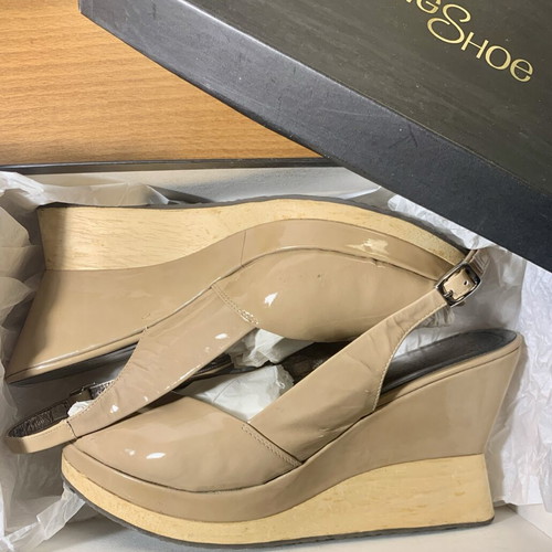 Feng Shoe peep toe platform sandals used, beige, size 40, high heel