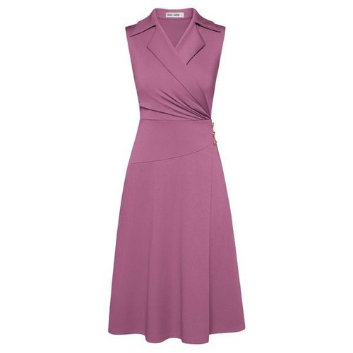 GRACE KARIN women's elegant midi dress sleeveless, purple-pink, XL
