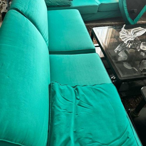 Corner sofa and coffee table used, dimensions 330x240 cm