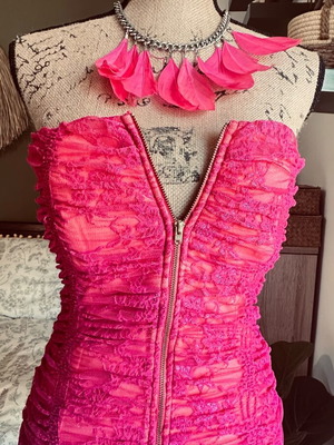 Κορσές Lynne δαντέλα σετ με κόσμημα ροζ σαν καινούργιο