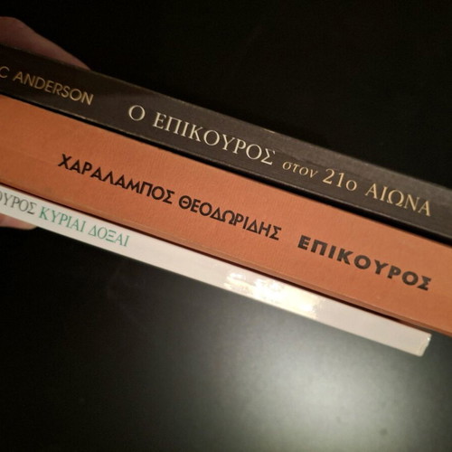 Three books about Epicurus, used, complete, good condition