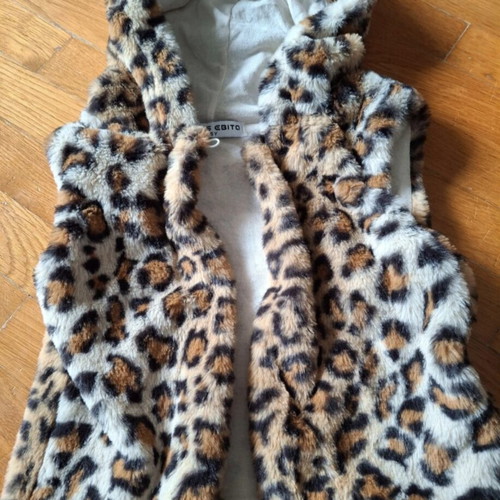 Leopard fur vest Miss Evita like new, size 5 years