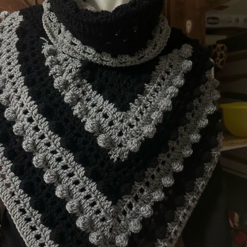 Handmade knitted poncho with hood made to order