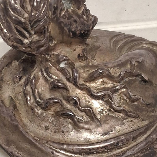 Vintage Silver Plated Presse-Papier Art Nouveau on Plexiglass Base