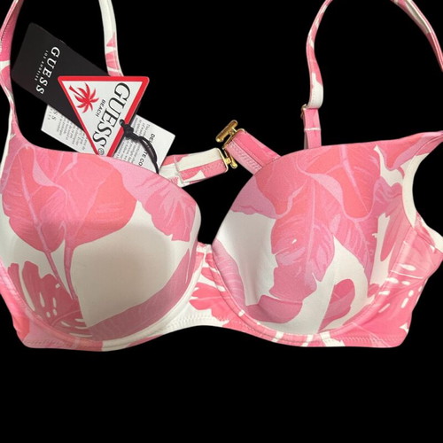 Guess bikini top new, size M, white pink