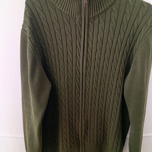 The Bostonians zip-up cardigan used, dark green, size M