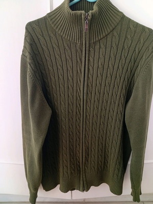 The Bostonians zip-up cardigan used, dark green, size M