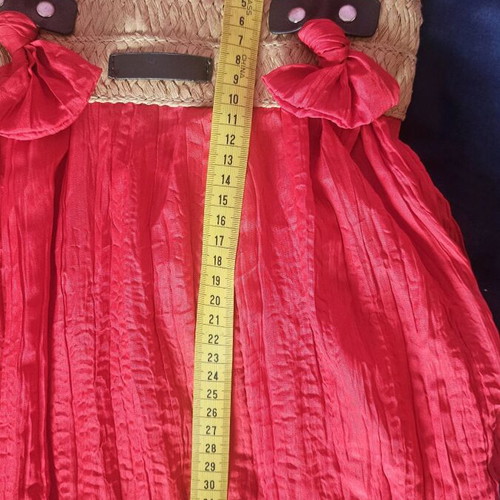 Boho shoulder bag like new, red and beige straw and fabric