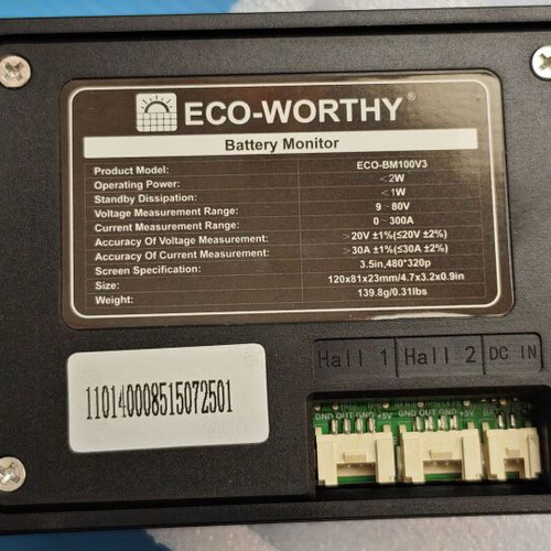 Battery Monitor 300A 12V/24V/36V/48V 3.5-Inch Touchscreen with Alarm