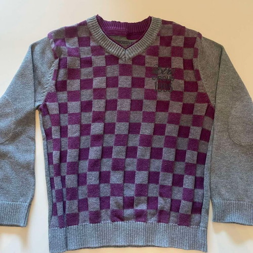 Orchestra children's knitted sweater size 6, grey and purple