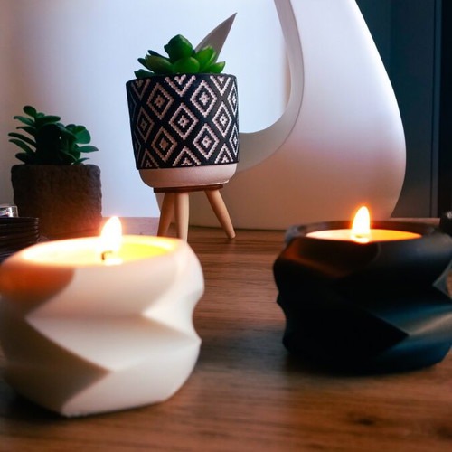 Modern tealight holders set black & white