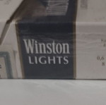 Winston Lights cigarette pack used, empty, hard case