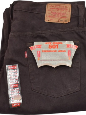 Levi's 501 καφέ τζιν μεταχειρισμένα, μέγεθος W40 που ταιριάζει σε 34