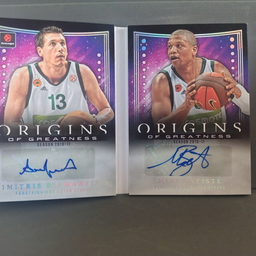 Panini Origins EuroLeague Origins of Greatness Booklet Auto Dimitris Diamantidis Mike Batiste like new