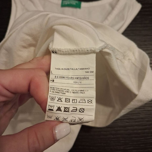 Benetton sleeveless blouse for girls, like new, size 140 cm, white