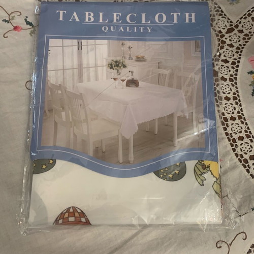 Easter tablecloth round new, polyester 1.40x1.40 m