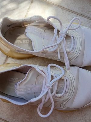 Adidas white athletic shoes size 41 1/2 used with slight peeling