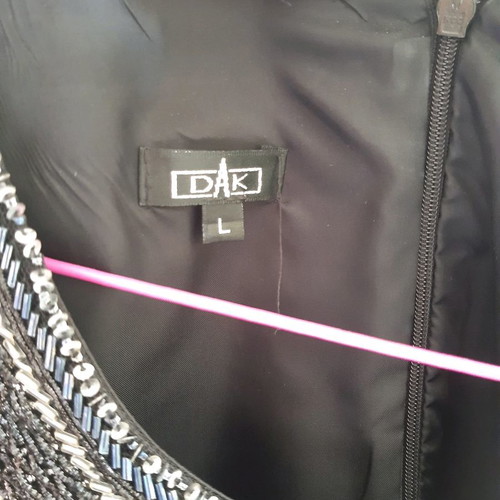Black dress like new, size M, thick satin with embroidery