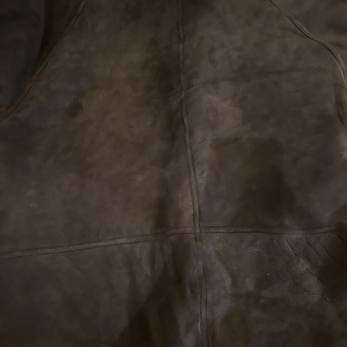 Leather women's coat with real fur size 56 like new, brown