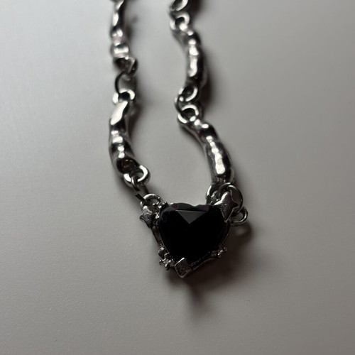 Goth women's chain necklace, black and silver