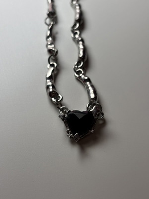 Goth women's chain necklace, black and silver