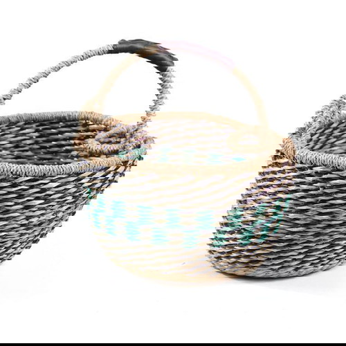 Διακοσμητικό καλάθι ψάθινο Frost μαύρο-γαλάζιο 25x16cm καινούργιο