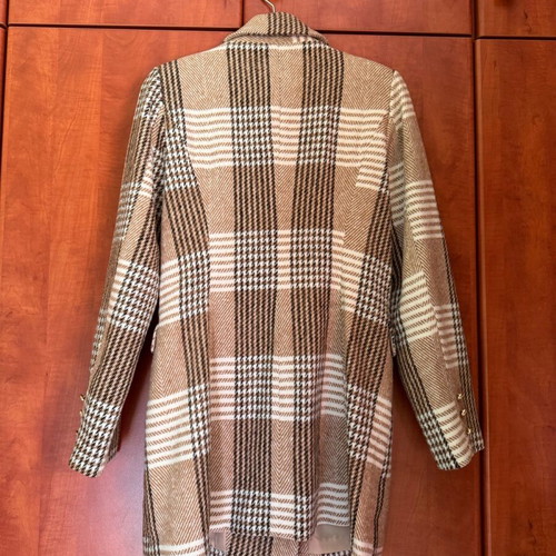 Attentif Paris plaid coat like new, size 36, beige and brown