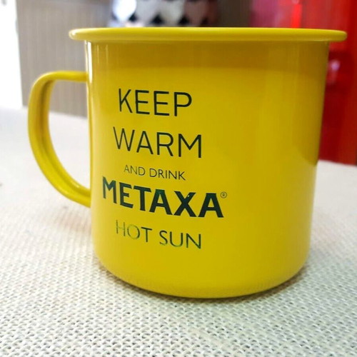 Metaxa metal mug used in excellent condition