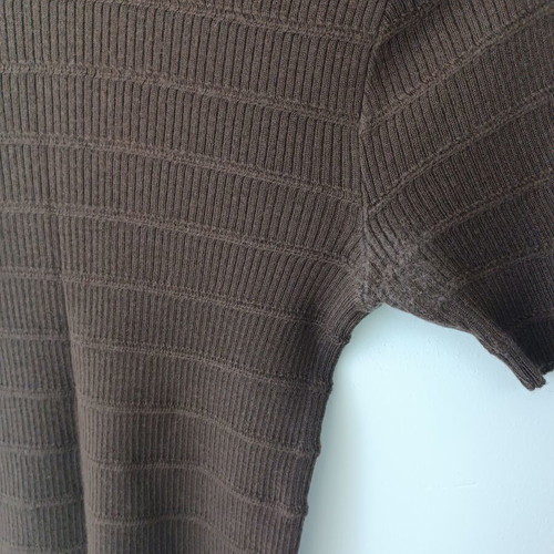 Brown knitted short-sleeve turtleneck blouse used, size S