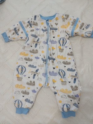 Winter sleeping bag with feet, size 18-36, detachable sleeves