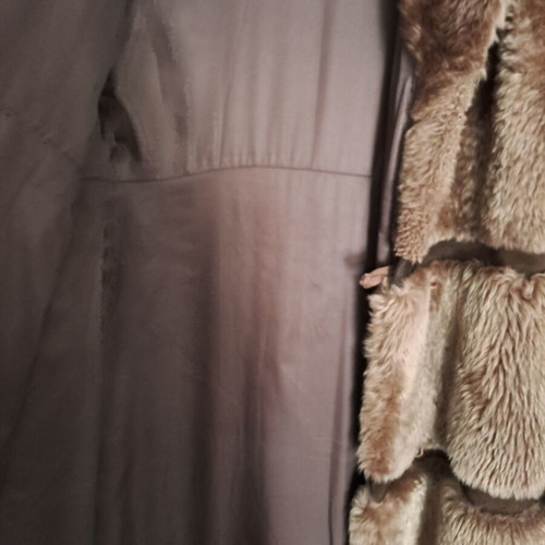 Fur coat with leather brown like new
