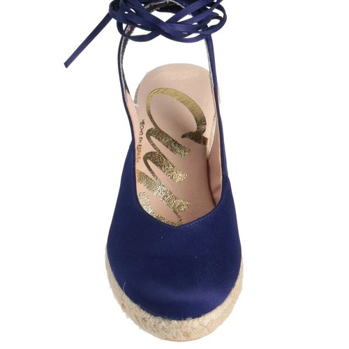 CUPLE women's satin platform espadrilles blue EU38 US8 UK5 new