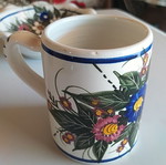 Vintage cup and bowl set used, folk art