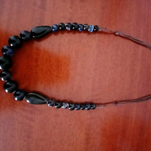 Coccaline necklace with black and blue leather new