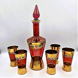 Murano σετ καράφα με 5 ποτήρια 1960's