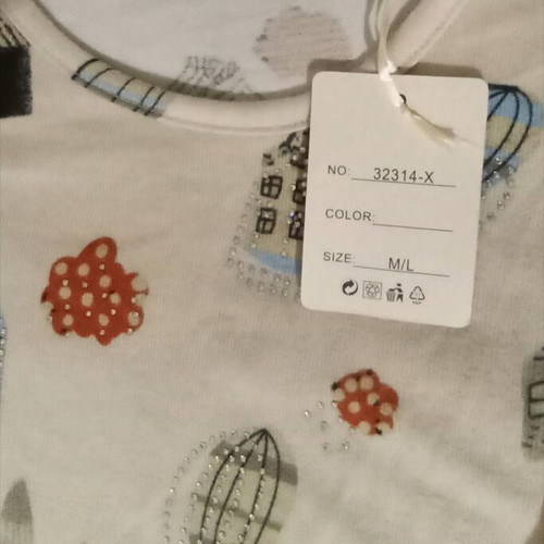 Women's blouse with cats new, beige, long sleeve, size M/L