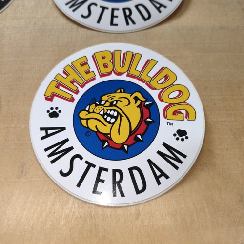 The Bulldog Amsterdam sticker set 10 pieces and 2 coasters new