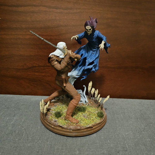 Witcher diorama hand-painted, 15 cm height