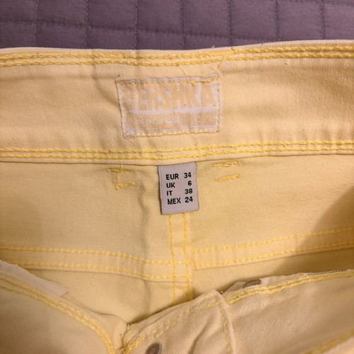 Bershka yellow denim shorts, size S
