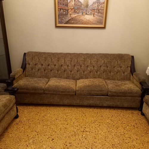 Sofa set used, 4-seat with 4 armchairs vintage condition