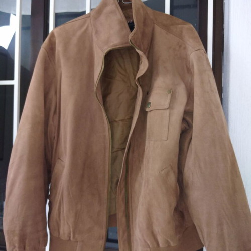 Beige Italian jacket used, plasticized leather