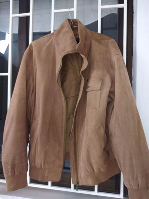Beige Italian jacket used, plasticized leather