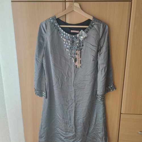 Milk & Honey silk dress with stones new, gray, size L