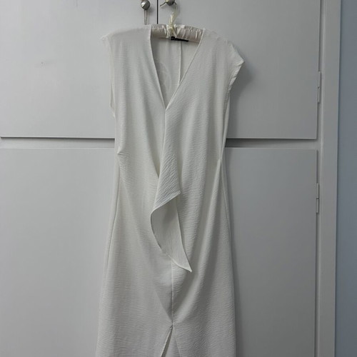 Zara maxi summer dress with front tie, white, size M
