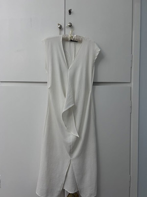 Zara maxi summer dress with front tie, white, size M